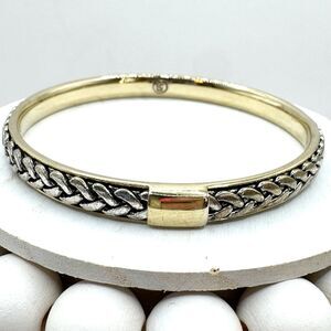 Liz Claiborne Braided Design Bangle Bracelet Gold and Silver Tone Classy